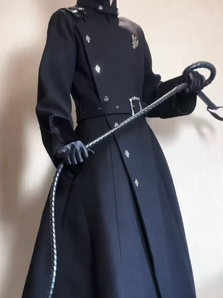 Wool Coat Peacoat - 2025 Winter Gothic Gürtel Schlank Mittlere