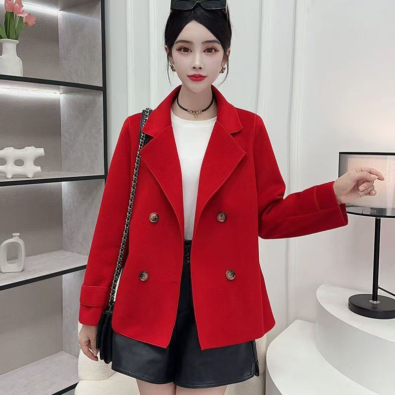 Wool Coat Peacoat - Herbst-Winter Schwarzer Wollmantel Damenmode Hochwertiger Eleganter