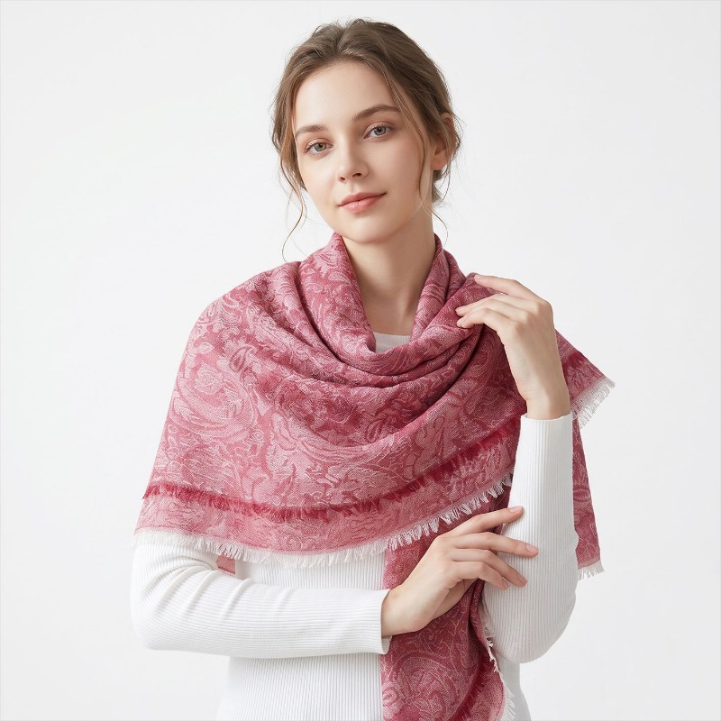 Shawl Wrap Winter - Damen Wollmischung Blumenschal mit Quasten Quadratischer