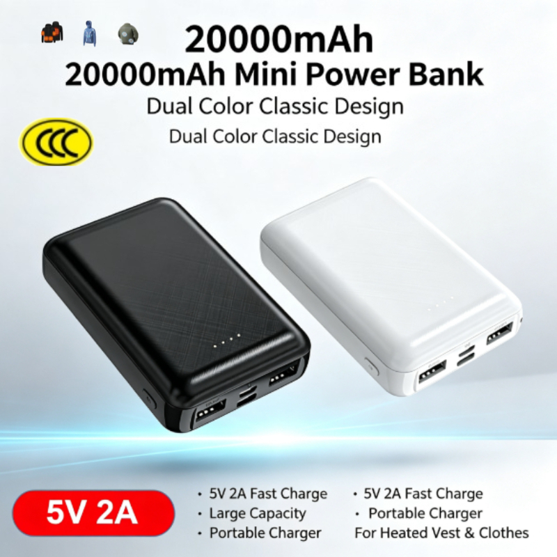 Heated Vest Battery - Mini Powerbank 20000mAh 5V 2A Tragbares