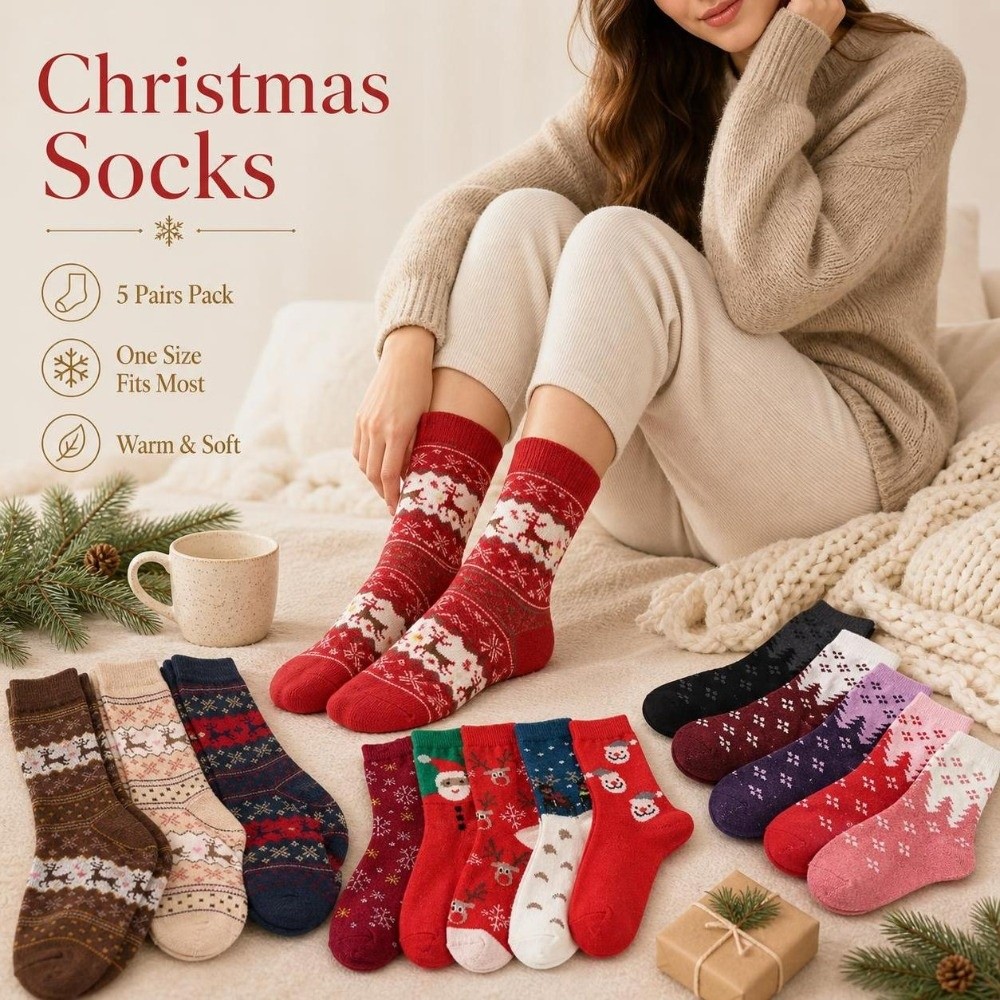 5 Paar Verdickte Weihnachts-Re – Thermal Sock Wool Bewertung und Preis