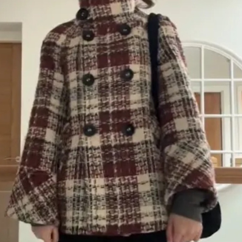 Warmer Karierter Rollkragen-Ma – Wool Coat Peacoat Bewertung und Preis